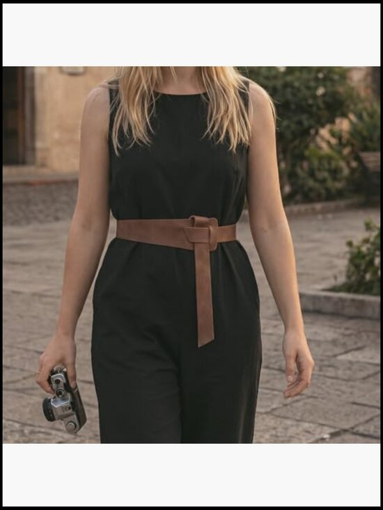 Full Grain Leather No-Buckle Waist Belt Handmade Women\'s Fashion Accessory